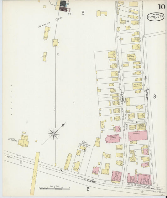 Sanborn Fire Insurance Map from Plymouth, Luzerne County, Pennsylvania (1896), Sheet #0010 - Historic Sanborn Fire Insurance Map Print, vintage old map wall art, antique decor, genealogy gift, Pennsylvania Pennsylvania map