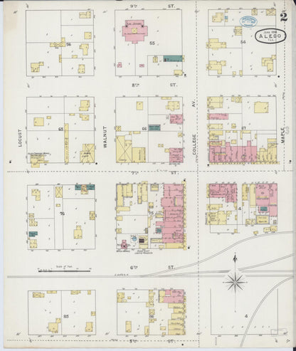 Sanborn Fire Insurance Map from Aledo, Mercer County, Illinois (1894), Sheet #0002 - Complete Map Set gallery image, historic Sanborn map, vintage wall art, Illinois Illinois