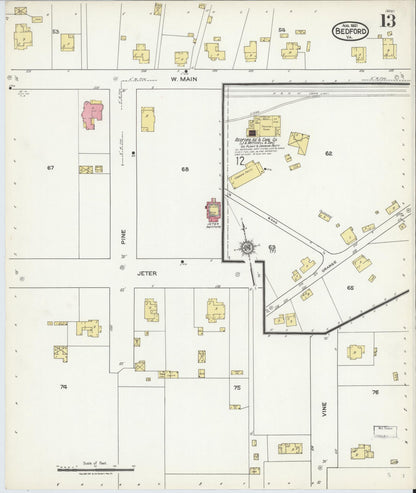 Sanborn Fire Insurance Map from Bedford, Independent Cities, Virginia (1921), Sheet #0013 - Complete Map Set gallery image, historic Sanborn map, vintage wall art, Virginia Virginia