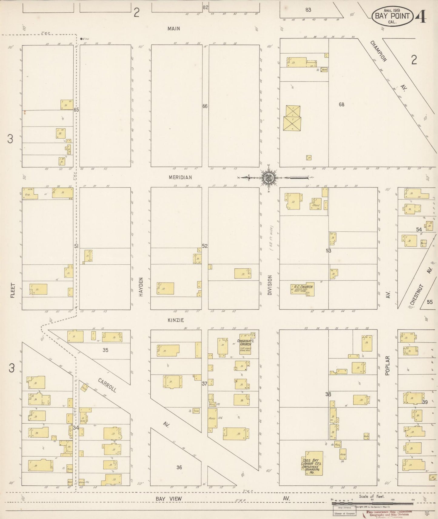 Sanborn Fire Insurance Map from Bay Point, Contra Costa County, California (1919), Sheet #0004 - Historic Sanborn Fire Insurance Map Print, vintage old map wall art, antique decor, genealogy gift, California California map