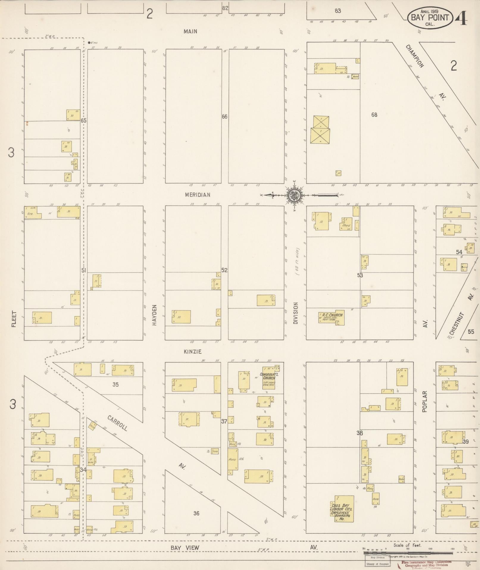 Sanborn Fire Insurance Map from Bay Point, Contra Costa County, California (1919), Sheet #0004 - Historic Sanborn Fire Insurance Map Print, vintage old map wall art, antique decor, genealogy gift, California California map