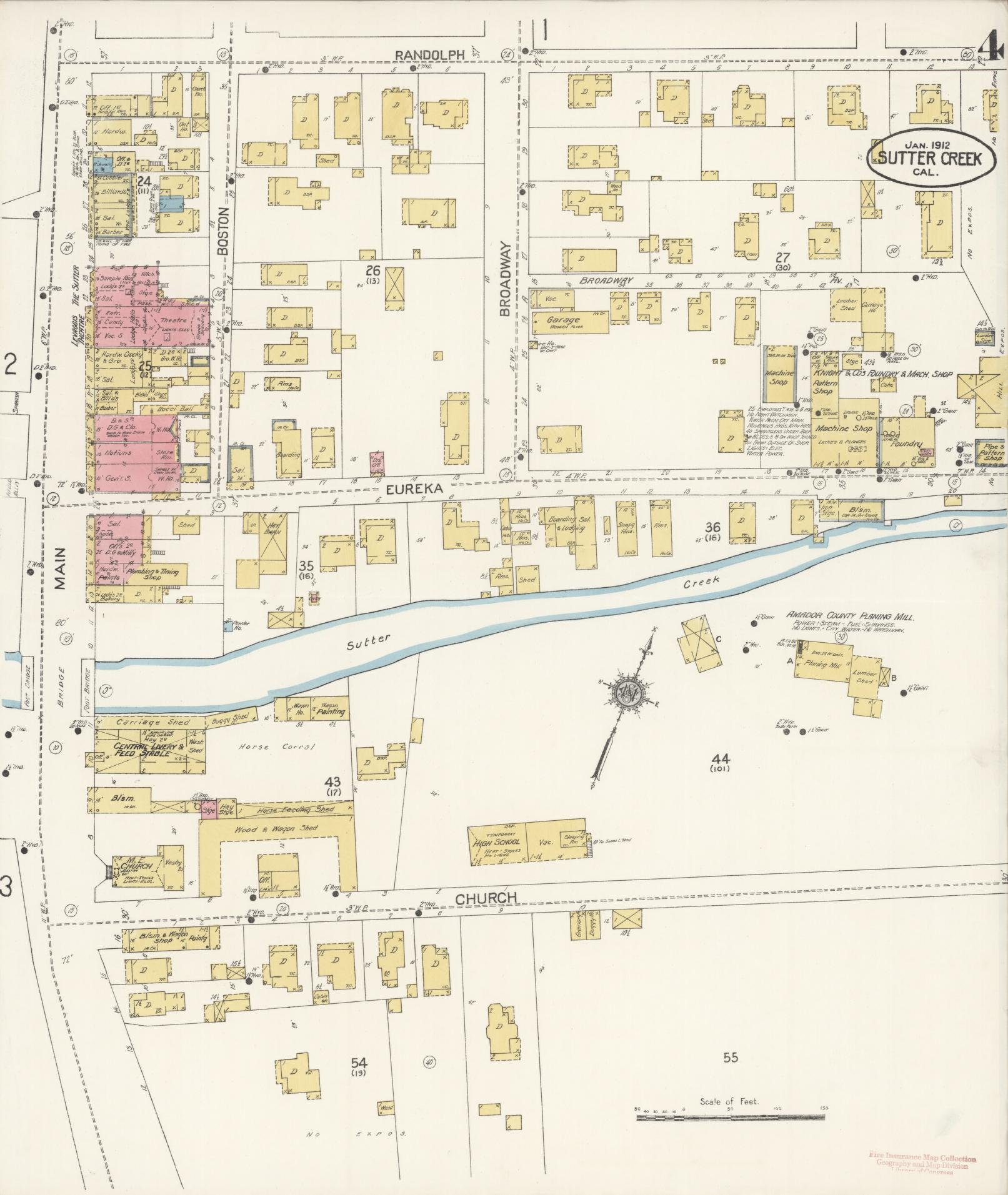 Sanborn Fire Insurance Map from Sutter Creek, Amador County, California (1912), Sheet #0003 - Complete Map Set gallery image, historic Sanborn map, vintage wall art, California California