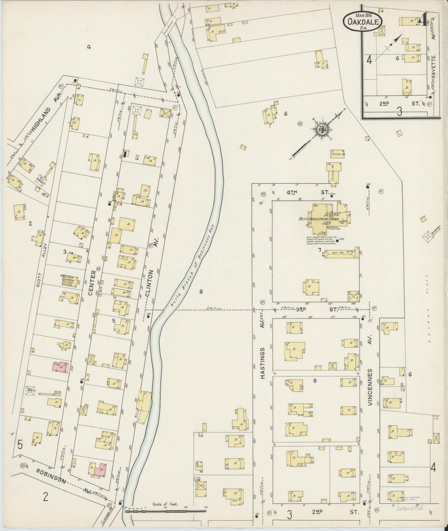 Sanborn Fire Insurance Map from Oakdale, Allegheny County, Pennsylvania (1915), Sheet #0004 - Complete Map Set gallery image, historic Sanborn map, vintage wall art, Pennsylvania Pennsylvania