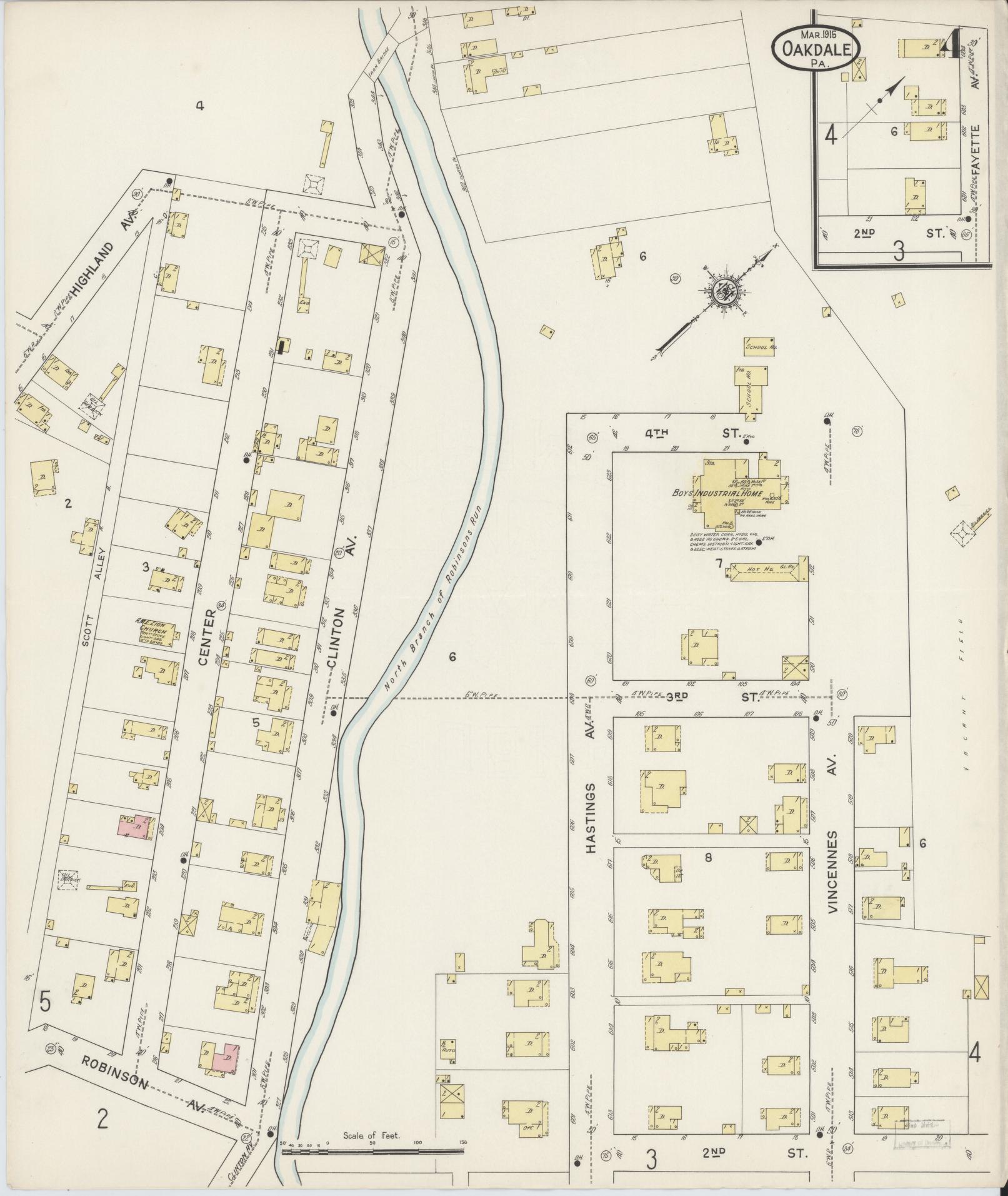 Sanborn Fire Insurance Map from Oakdale, Allegheny County, Pennsylvania (1915), Sheet #0004 - Complete Map Set gallery image, historic Sanborn map, vintage wall art, Pennsylvania Pennsylvania