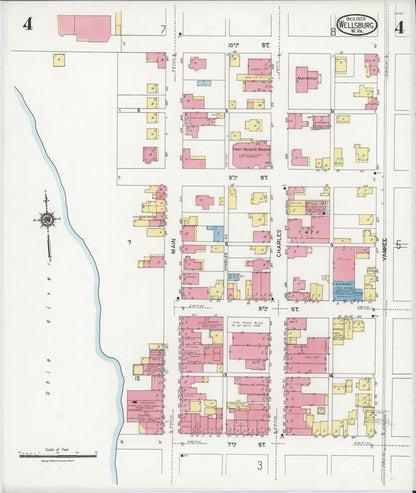 Sanborn Fire Insurance Map from Wellsburg, Brooke County, West Virginia (1923), Sheet #0004 - Complete Map Set gallery image, historic Sanborn map, vintage wall art, West Virginia West Virginia