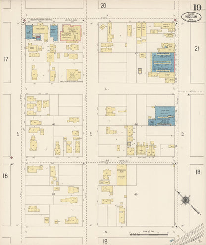 Sanborn Fire Insurance Map from Hoquiam, Grays Harbor County, Washington (1916), Sheet #0019 - Complete Map Set gallery image, historic Sanborn map, vintage wall art, Washington Washington