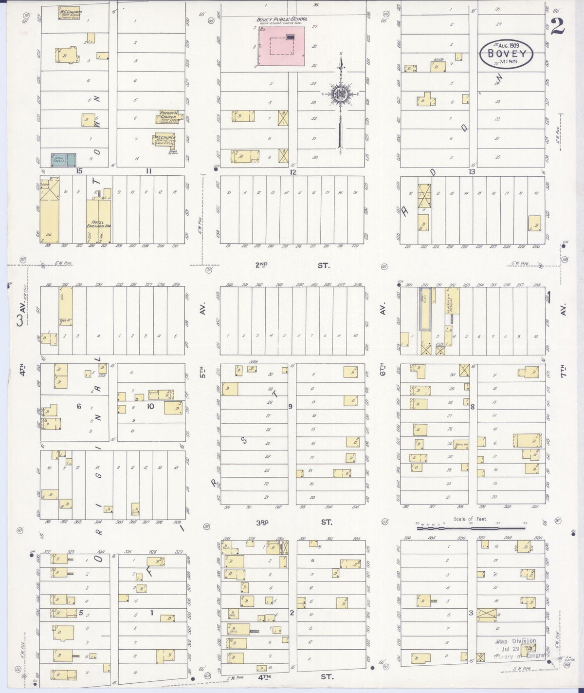 Sanborn Fire Insurance Map from Bovey, Itasca County, Minnesota (1909), Sheet #0002 - Complete Map Set gallery image, historic Sanborn map, vintage wall art, Minnesota Minnesota