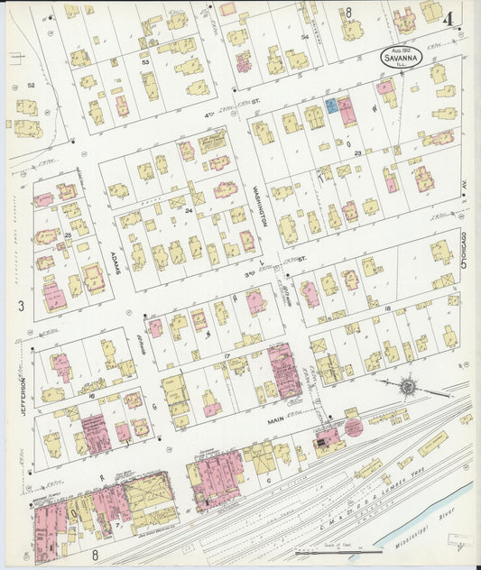 Sanborn Fire Insurance Map from Savanna, Carroll County, Illinois (1912), Sheet #0004 - Historic Sanborn Fire Insurance Map Print, vintage old map wall art, antique decor, genealogy gift, Illinois Illinois map