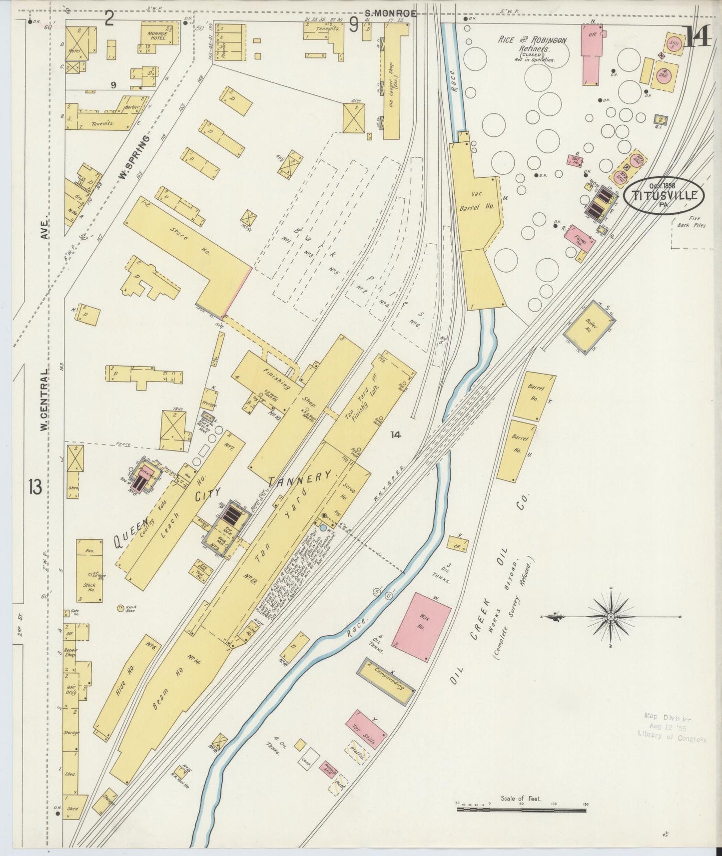 Sanborn Fire Insurance Map from Titusville, Crawford County, Pennsylvania (1898), Sheet #0014 - Complete Map Set gallery image, historic Sanborn map, vintage wall art, Pennsylvania Pennsylvania