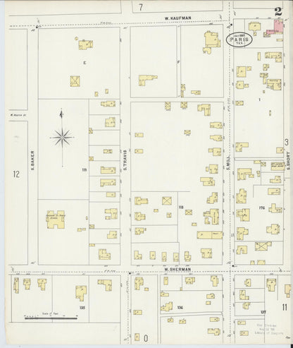 Sanborn Fire Insurance Map from Paris, Lamar County, Texas (1897), Sheet #0002 - Complete Map Set gallery image, historic Sanborn map, vintage wall art, Texas Texas