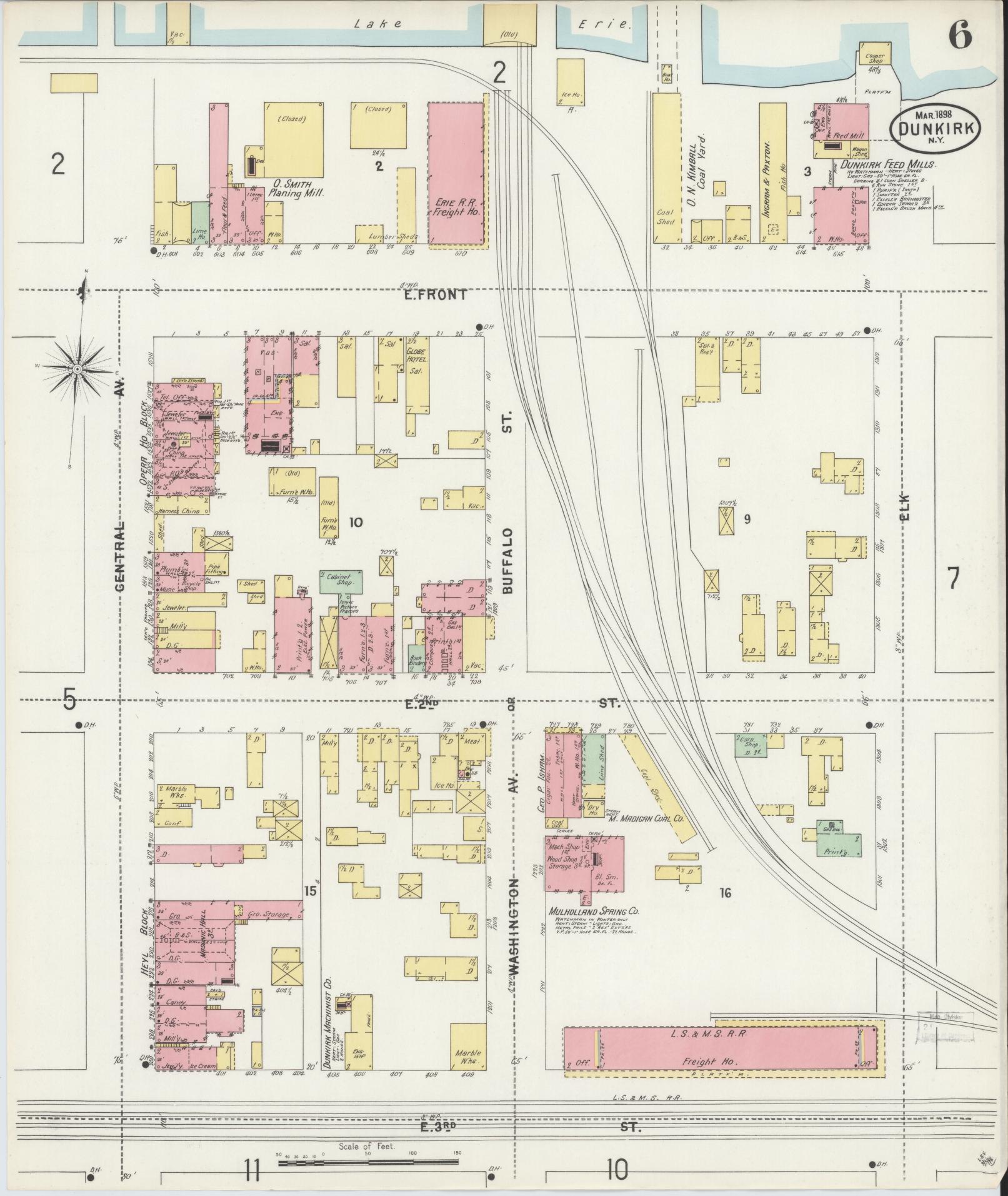Sanborn Fire Insurance Map from Dunkirk, Chautauqua County, New York (1898), Sheet #0006 - Complete Map Set gallery image, historic Sanborn map, vintage wall art, New York New York