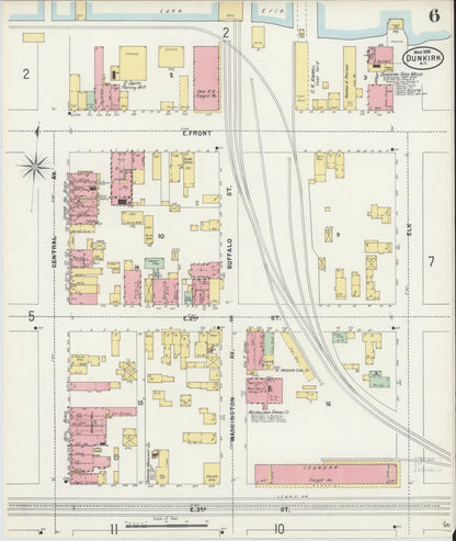 Sanborn Fire Insurance Map from Dunkirk, Chautauqua County, New York (1898), Sheet #0006 - Complete Map Set gallery image, historic Sanborn map, vintage wall art, New York New York