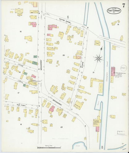 Sanborn Fire Insurance Map from Fort Edward, Washington County, New York (1909), Sheet #0007 - Complete Map Set gallery image, historic Sanborn map, vintage wall art, New York New York