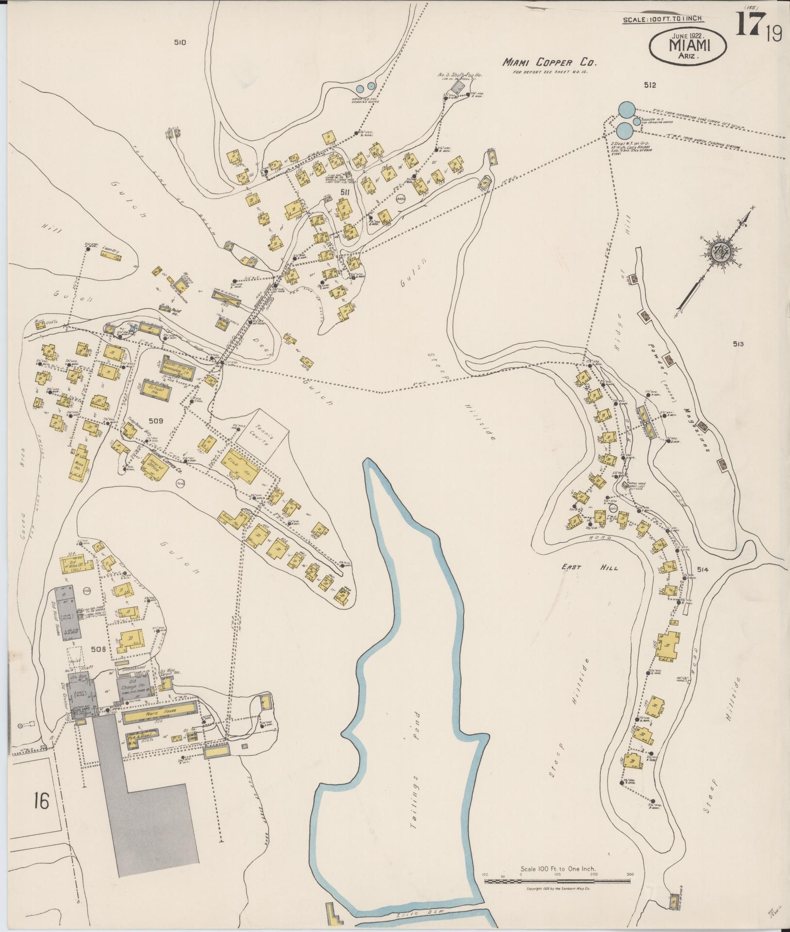 Sanborn Fire Insurance Map from Miami, Gila County, Arizona (1922), Sheet #0017 - Complete Map Set gallery image, historic Sanborn map, vintage wall art, Arizona Arizona