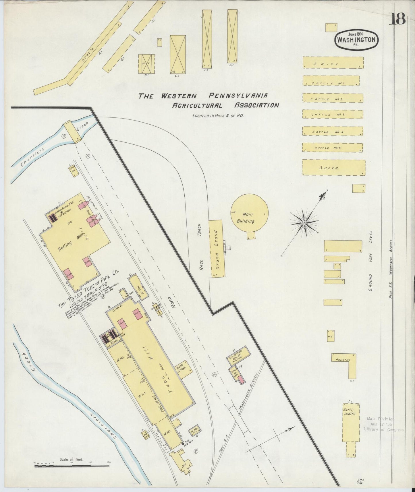 Sanborn Fire Insurance Map from Washington, Washington County, Pennsylvania (1896), Sheet #0018 - Complete Map Set gallery image, historic Sanborn map, vintage wall art, Pennsylvania Pennsylvania
