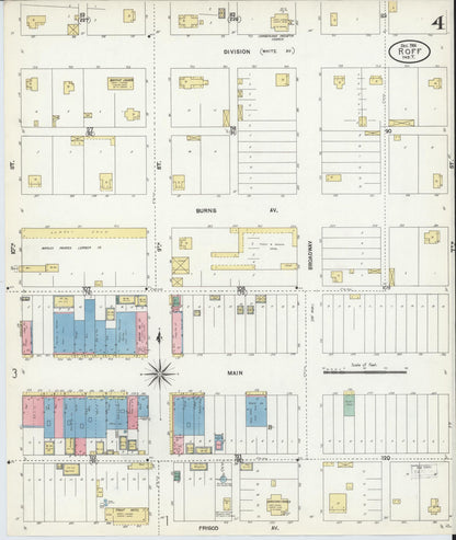 Sanborn Fire Insurance Map from Roff, Pontotoc County, Oklahoma (1906), Sheet #0004 - Complete Map Set gallery image, historic Sanborn map, vintage wall art, Oklahoma Oklahoma