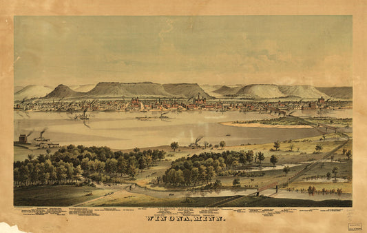 Winona, Minn. (1874) – Historic Bird’s-Eye View Panorama Print