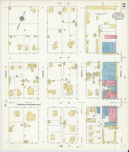 Sanborn Fire Insurance Map from Clifton, Bosque County, Texas (1911), Sheet #0002 - Complete Map Set gallery image, historic Sanborn map, vintage wall art, Texas Texas