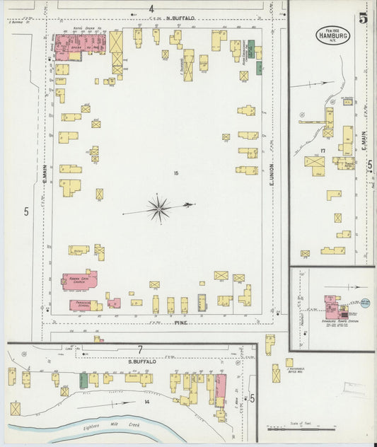 Sanborn Fire Insurance Map from Hamburg, Erie County, New York (1902), Sheet #0005 - Historic Sanborn Fire Insurance Map Print, vintage old map wall art, antique decor, genealogy gift, New York New York map