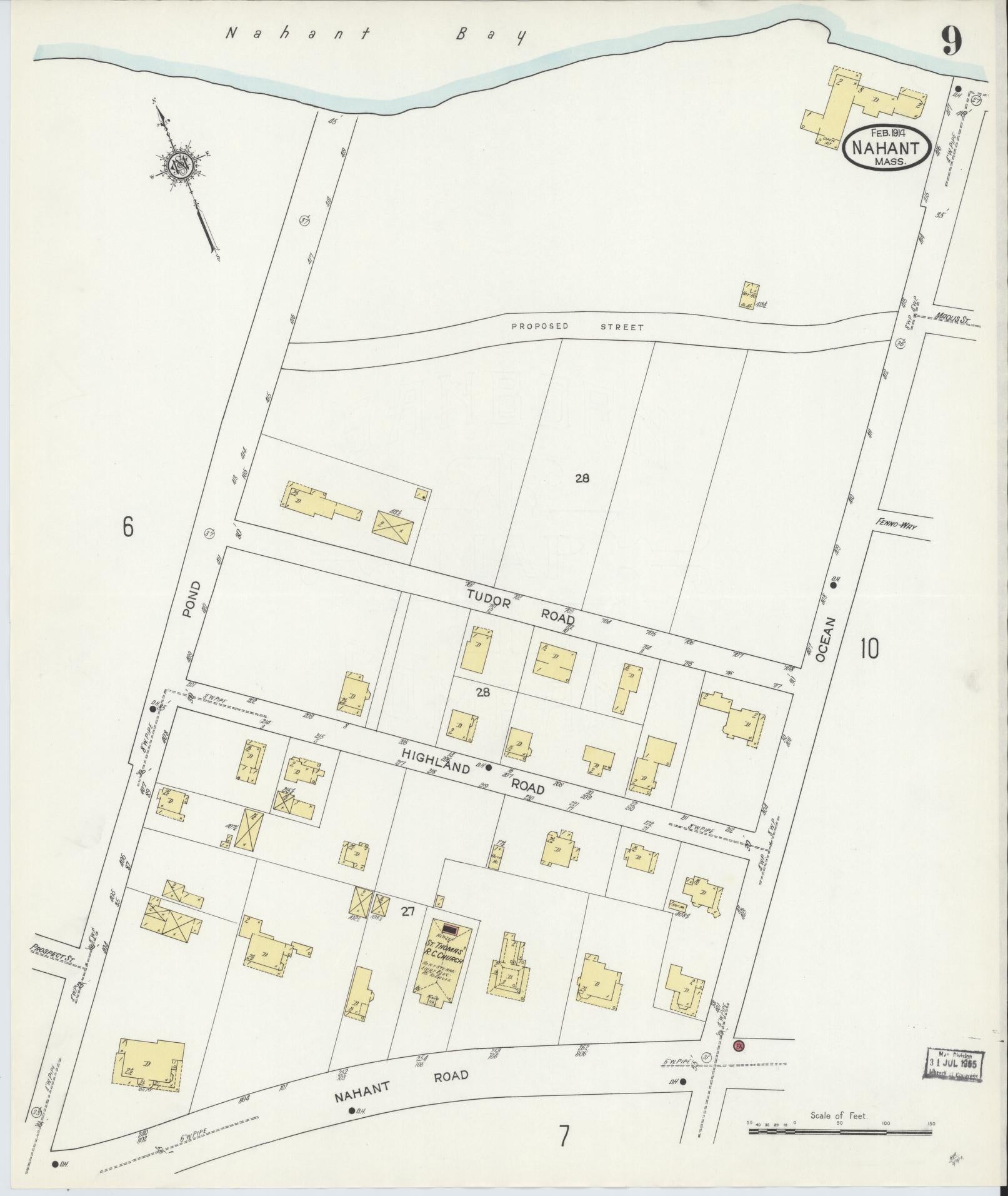Sanborn Fire Insurance Map from Nahant, Essex County, Massachusetts (1914), Sheet #0009 - Complete Map Set gallery image, historic Sanborn map, vintage wall art, Massachusetts Massachusetts