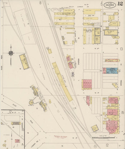 Sanborn Fire Insurance Map from Calexico, Imperial County, California (1920), Sheet #0012 - Historic Sanborn Fire Insurance Map Print, vintage old map wall art, antique decor, genealogy gift, California California map