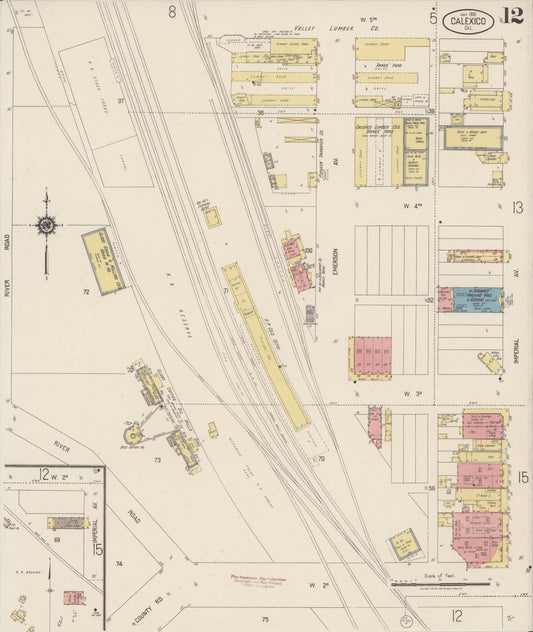 Sanborn Fire Insurance Map from Calexico, Imperial County, California (1920), Sheet #0012 - Historic Sanborn Fire Insurance Map Print, vintage old map wall art, antique decor, genealogy gift, California California map