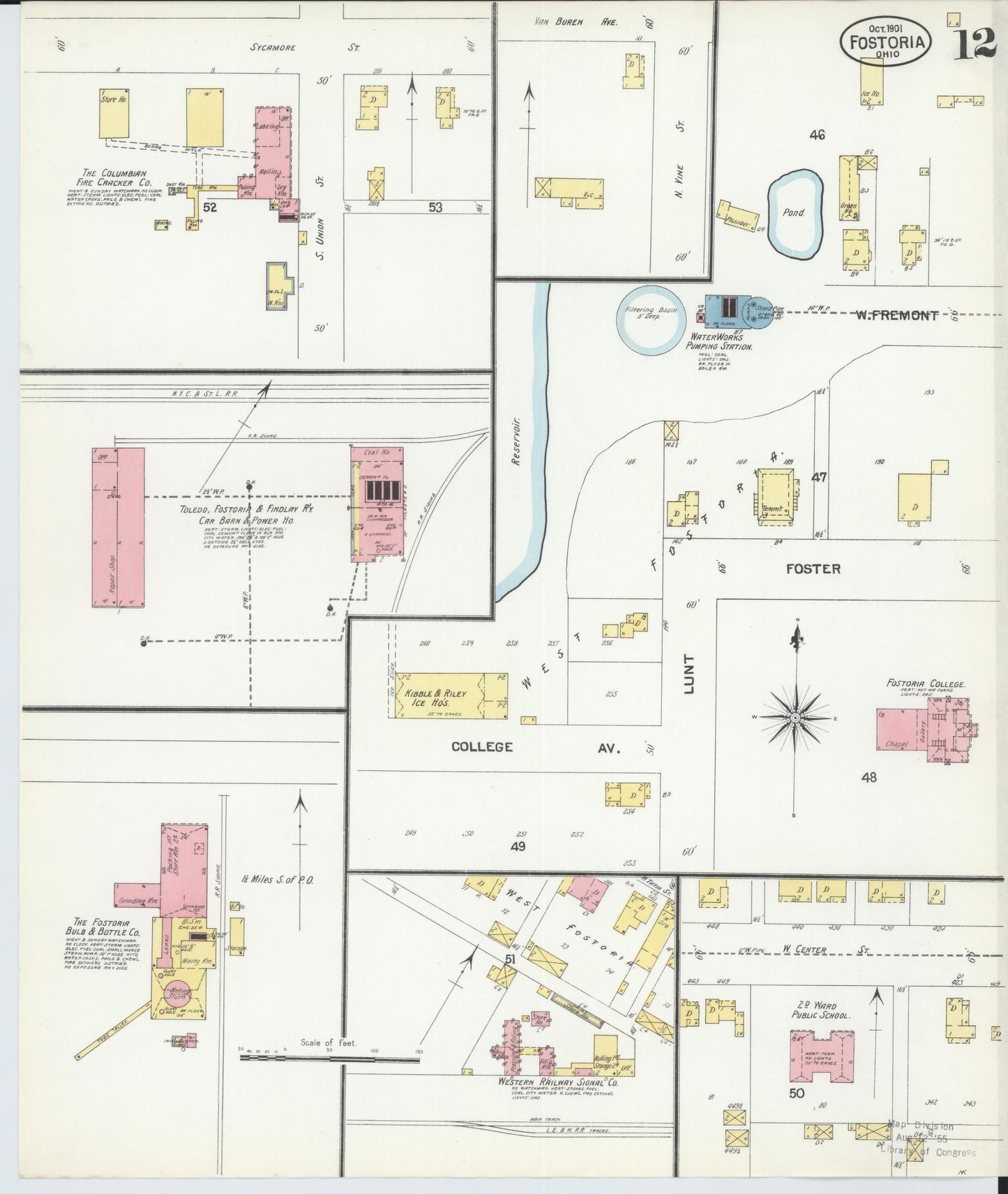 Sanborn Fire Insurance Map from Fostoria, Seneca, Hancock, And Wood Counties, Ohio (1901), Sheet #0012 - Historic Sanborn Fire Insurance Map Print, vintage old map wall art, antique decor, genealogy gift, Ohio Ohio map