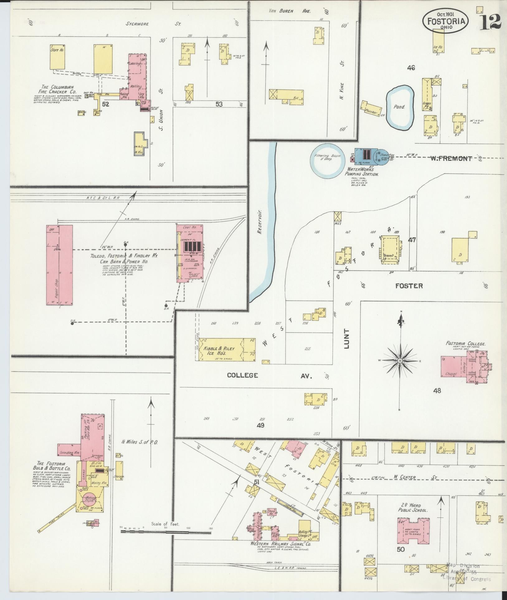 Sanborn Fire Insurance Map from Fostoria, Seneca, Hancock, And Wood Counties, Ohio (1901), Sheet #0012 - Historic Sanborn Fire Insurance Map Print, vintage old map wall art, antique decor, genealogy gift, Ohio Ohio map