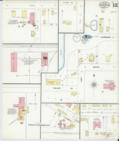 Sanborn Fire Insurance Map from Fostoria, Seneca, Hancock, And Wood Counties, Ohio (1901), Sheet #0012 - Historic Sanborn Fire Insurance Map Print, vintage old map wall art, antique decor, genealogy gift, Ohio Ohio map