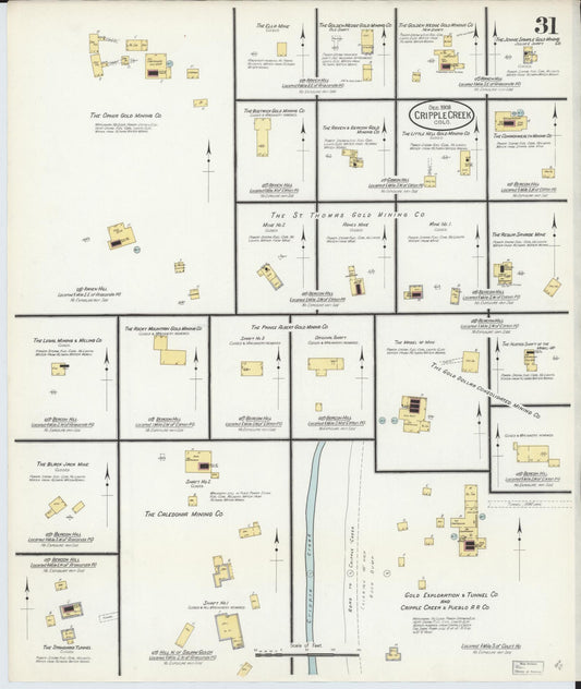 Sanborn Fire Insurance Map from Cripple Creek, Teller County, Colorado (1908), Sheet #0031 - Historic Sanborn Fire Insurance Map Print, vintage old map wall art, antique decor, genealogy gift, Colorado Colorado map