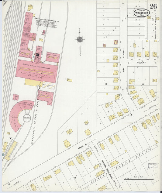 Sanborn Fire Insurance Map from Waukesha, Waukesha County, Wisconsin (1911), Sheet #0026 - Historic Sanborn Fire Insurance Map Print, vintage old map wall art, antique decor, genealogy gift, Wisconsin Wisconsin map