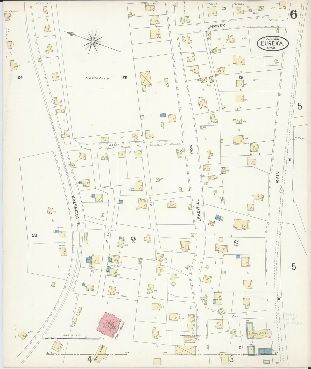 Sanborn Fire Insurance Map from Eureka, Juab County, Utah (1898), Sheet #0006 - Historic Sanborn Fire Insurance Map Print, vintage old map wall art, antique decor, genealogy gift, Utah Utah map