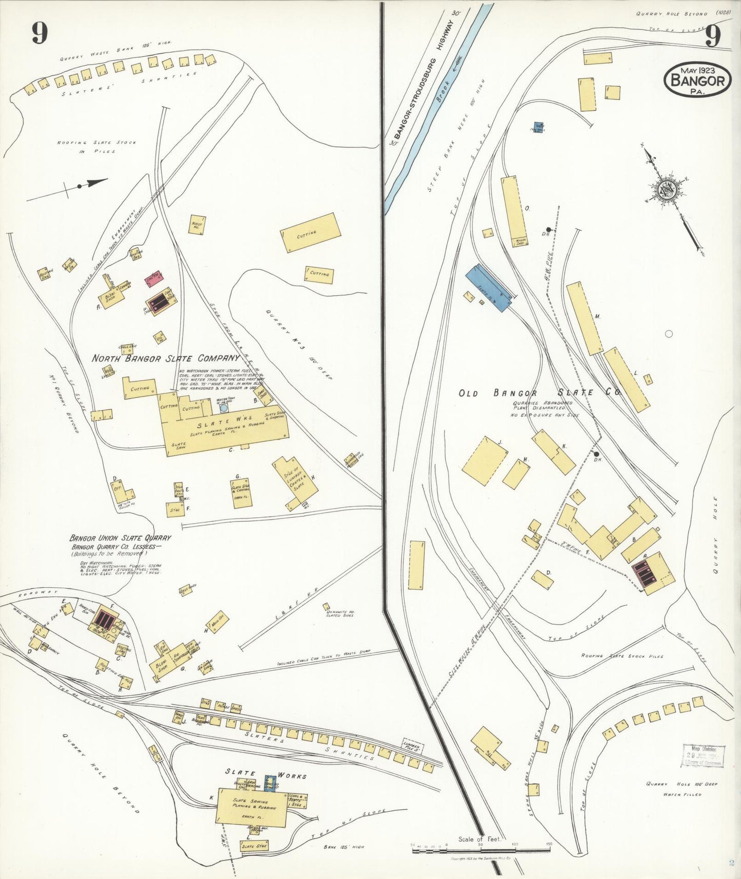 Sanborn Fire Insurance Map from Bangor, Northampton County, Pennsylvania (1923), Sheet #0009 - Historic Sanborn Fire Insurance Map Print, vintage old map wall art, antique decor, genealogy gift, Pennsylvania Pennsylvania map