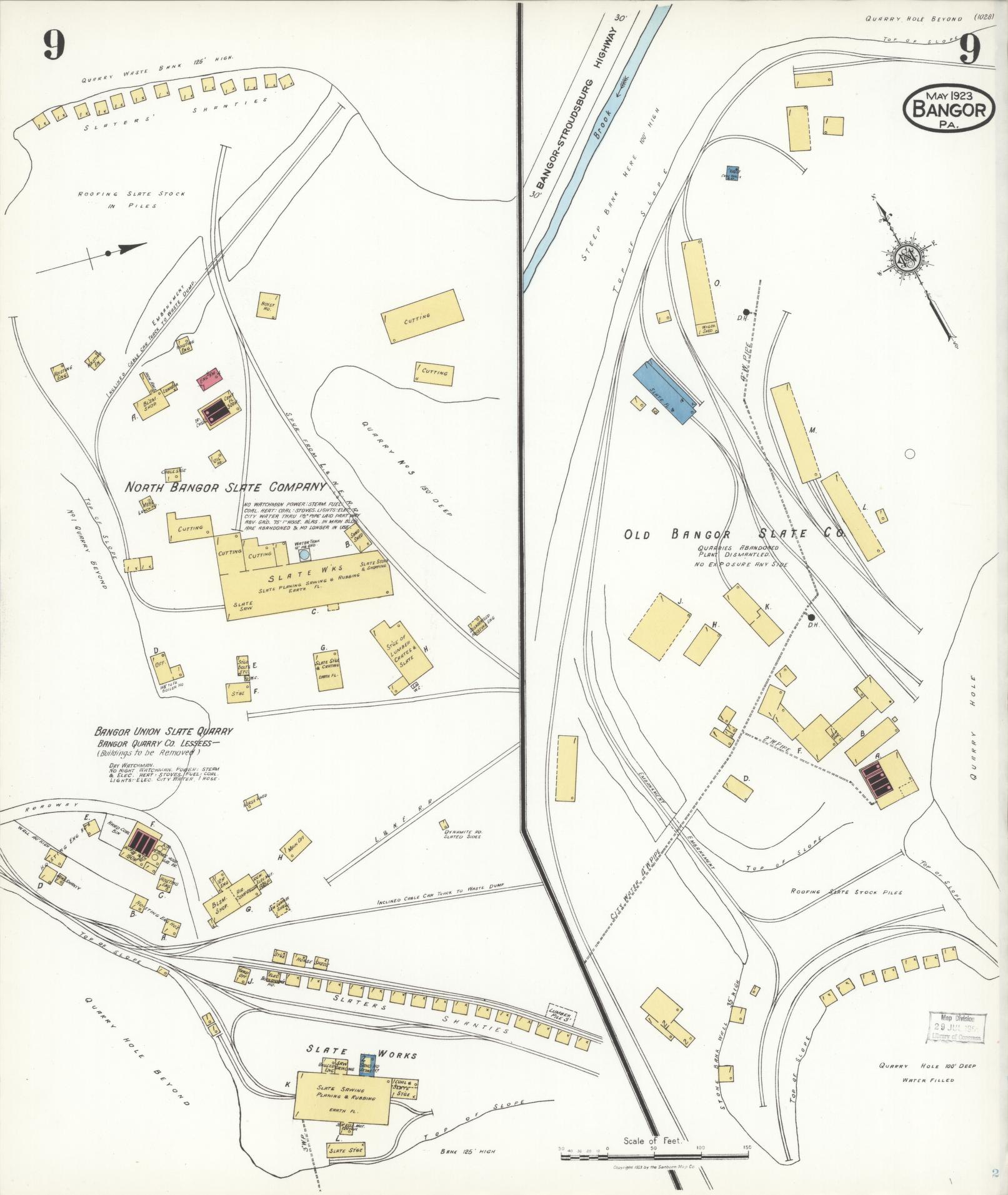 Sanborn Fire Insurance Map from Bangor, Northampton County, Pennsylvania (1923), Sheet #0009 - Historic Sanborn Fire Insurance Map Print, vintage old map wall art, antique decor, genealogy gift, Pennsylvania Pennsylvania map
