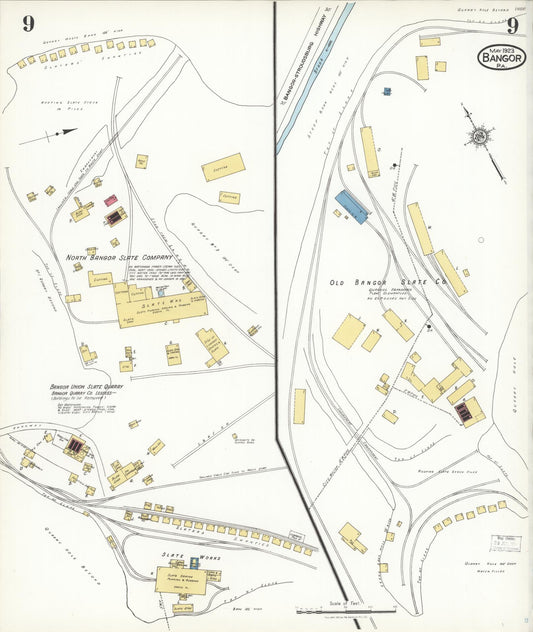Sanborn Fire Insurance Map from Bangor, Northampton County, Pennsylvania (1923), Sheet #0009 - Historic Sanborn Fire Insurance Map Print, vintage old map wall art, antique decor, genealogy gift, Pennsylvania Pennsylvania map