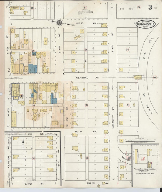 Sanborn Fire Insurance Map from Diamondville, Lincoln County, Wyoming (1930), Sheet #0003 - Historic Sanborn Fire Insurance Map Print, vintage old map wall art, antique decor, genealogy gift, Wyoming Wyoming map