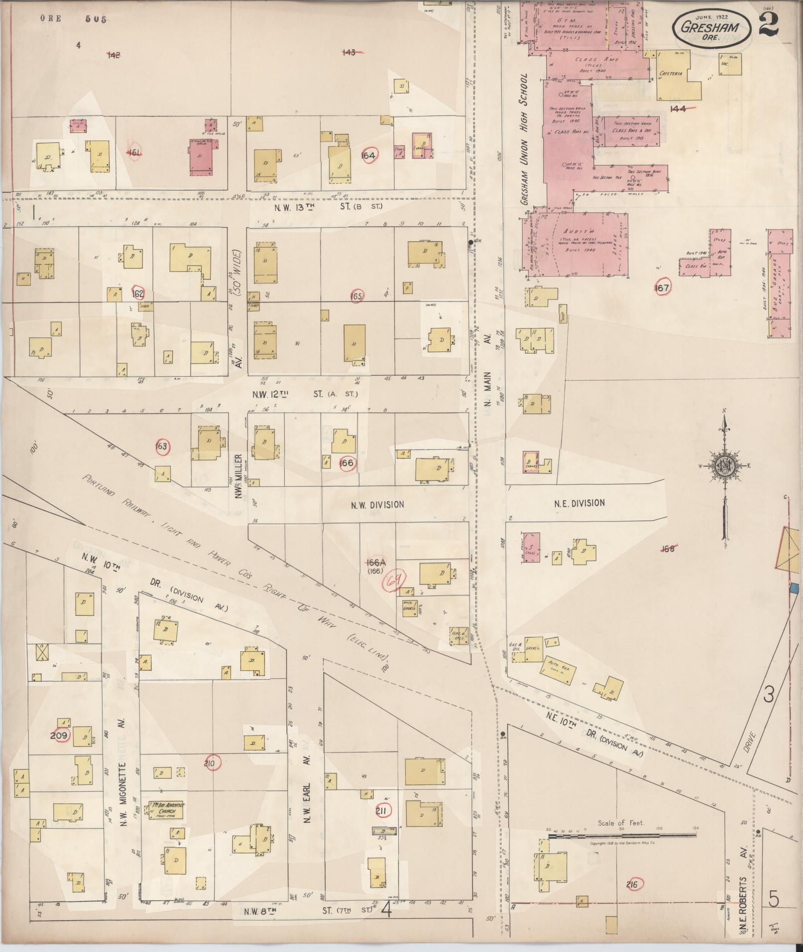 Sanborn Fire Insurance Map from Gresham, Multnomah County, Oregon (1941), Sheet #0002 - Historic Sanborn Fire Insurance Map Print, vintage old map wall art, antique decor, genealogy gift, Oregon Oregon map