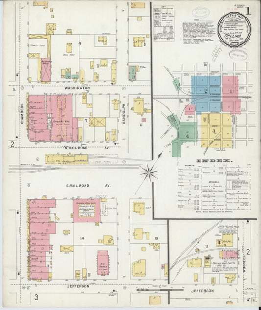 Sanborn Fire Insurance Map from Opelika, Lee County, Alabama (1898), Sheet #0001 - Complete Map Set gallery image, historic Sanborn map, vintage wall art, Alabama Alabama