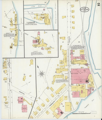 Sanborn Fire Insurance Map from Seymour, New Haven County, Connecticut (1906), Sheet #0002 - Complete Map Set gallery image, historic Sanborn map, vintage wall art, Connecticut Connecticut