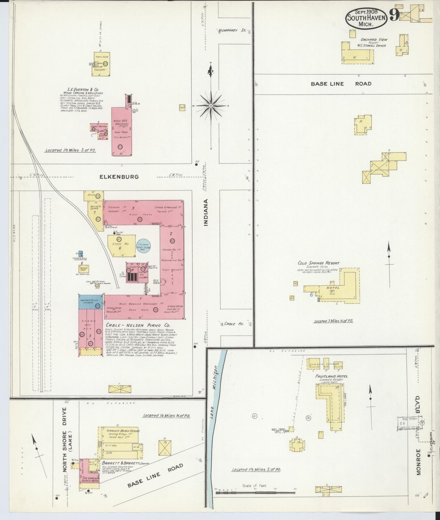 Sanborn Fire Insurance Map from South Haven, Van Buren County, Michigan (1908), Sheet #0009 - Historic Sanborn Fire Insurance Map Print, vintage old map wall art, antique decor, genealogy gift, Michigan Michigan map
