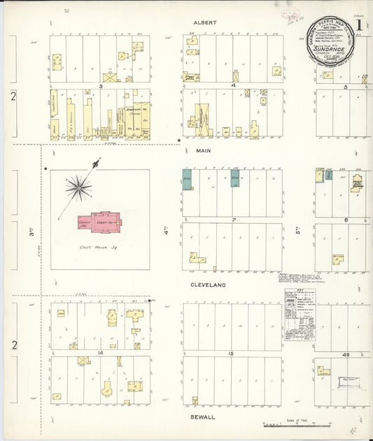 Sanborn Fire Insurance Map from Sundance, Crook County, Wyoming (1896), Sheet #0001 - Historic Sanborn Fire Insurance Map Print, vintage old map wall art, antique decor, genealogy gift, Wyoming Wyoming map