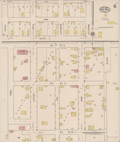 Sanborn Fire Insurance Map from Red Bud, Randolph County, Illinois (1921), Sheet #0006 - Complete Map Set gallery image, historic Sanborn map, vintage wall art, Illinois Illinois