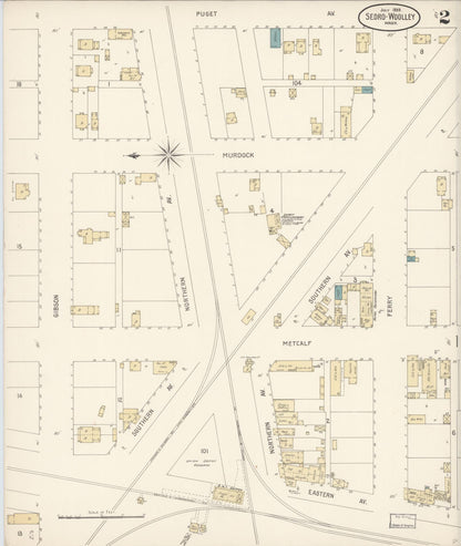 Sanborn Fire Insurance Map from Sedro Woolley, Skagit County, Washington (1899), Sheet #0002 - Complete Map Set gallery image, historic Sanborn map, vintage wall art, Washington Washington