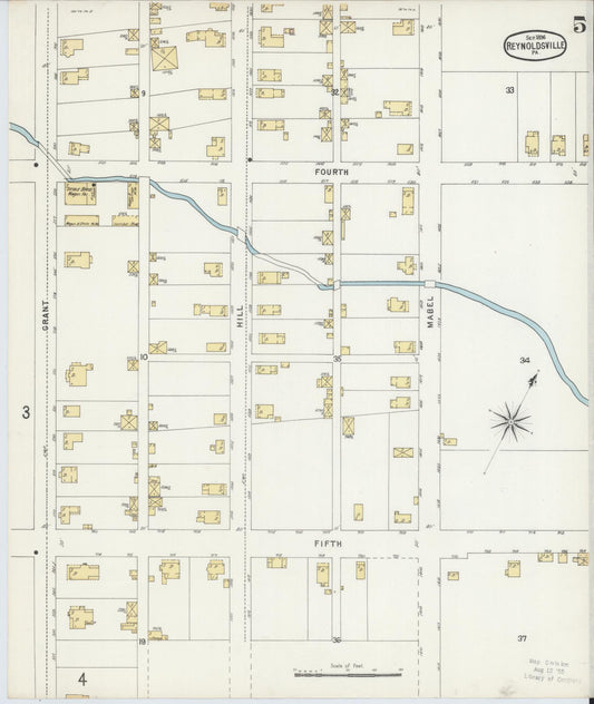Sanborn Fire Insurance Map from Reynoldsville, Jefferson County, Pennsylvania (1896), Sheet #0005 - Historic Sanborn Fire Insurance Map Print, vintage old map wall art, antique decor, genealogy gift, Pennsylvania Pennsylvania map