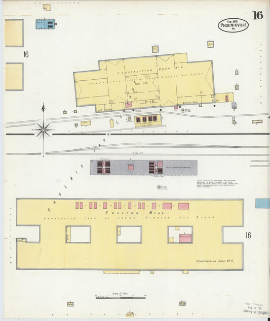 Sanborn Fire Insurance Map from Phoenixville, Chester County, Pennsylvania (1906), Sheet #0016 - Historic Sanborn Fire Insurance Map Print, vintage old map wall art, antique decor, genealogy gift, Pennsylvania Pennsylvania map