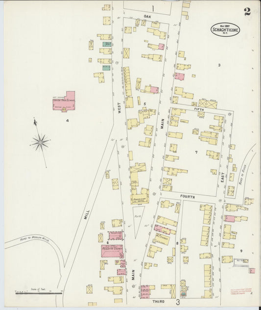 Sanborn Fire Insurance Map from Schaghticoke, Rensselaer County, New York (1897), Sheet #0002 - Historic Sanborn Fire Insurance Map Print, vintage old map wall art, antique decor, genealogy gift, New York New York map