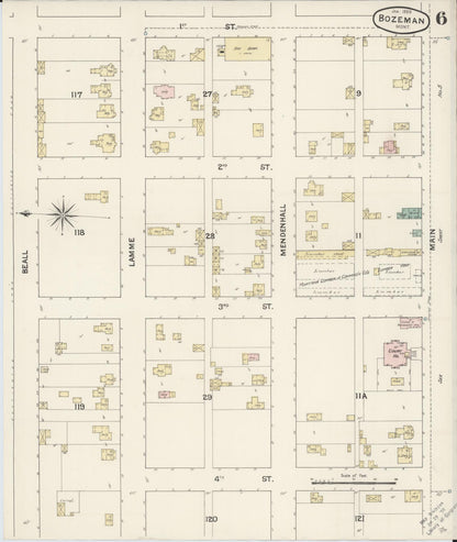 Sanborn Fire Insurance Map from Bozeman, Gallatin County, Montana (1889), Sheet #0006 - Complete Map Set gallery image, historic Sanborn map, vintage wall art, Montana Montana