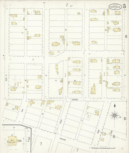 Sanborn Fire Insurance Map from Centralia, Lewis County, Washington (1901), Sheet #0005 - Complete Map Set gallery image, historic Sanborn map, vintage wall art, Washington Washington