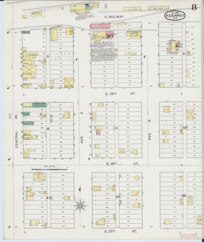 Sanborn Fire Insurance Map from Kearney, Buffalo County, Nebraska (1893), Sheet #0008 - Complete Map Set gallery image, historic Sanborn map, vintage wall art, Nebraska Nebraska