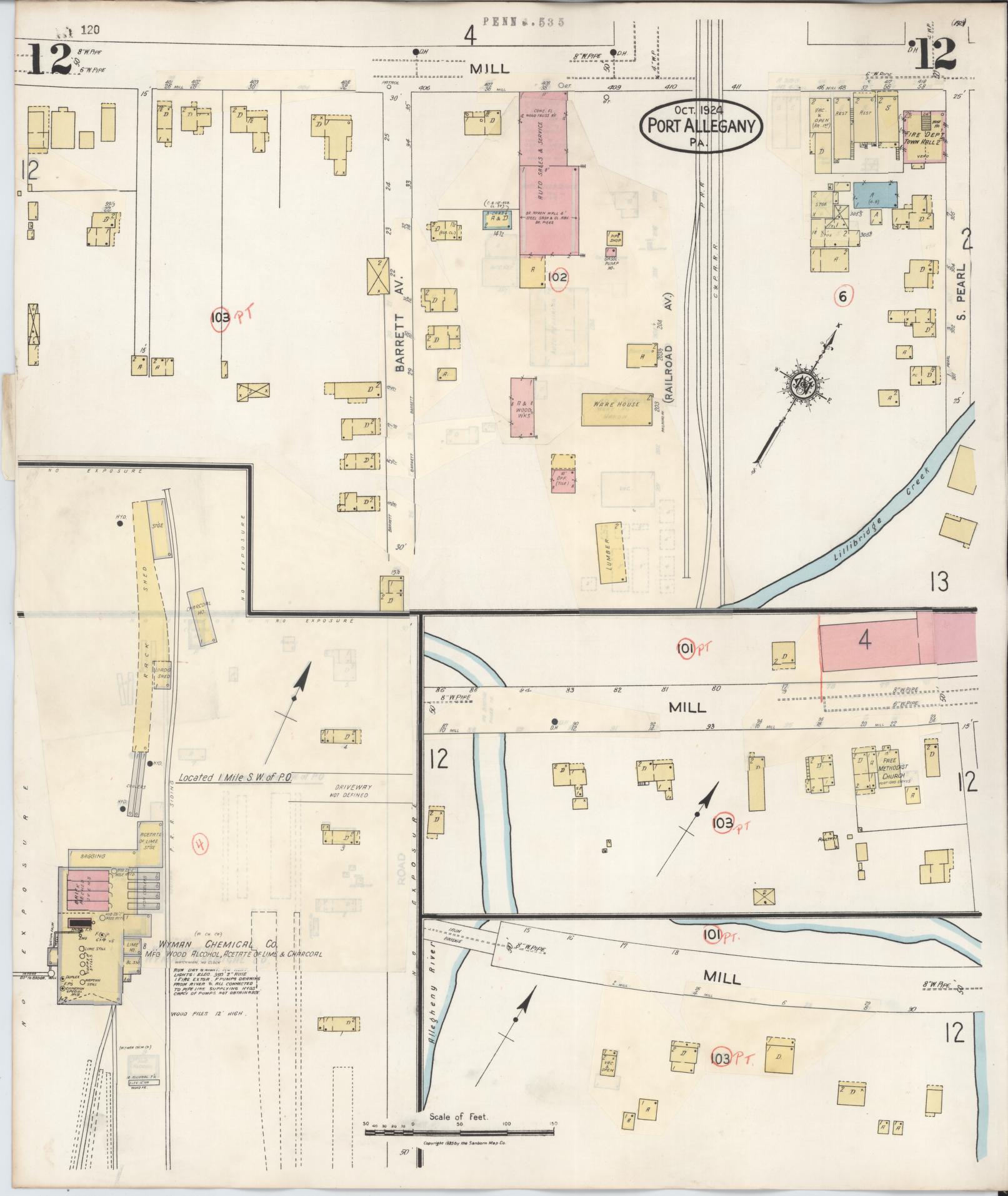 Sanborn Fire Insurance Map from Port Allegany, McKean County, Pennsylvania (1940), Sheet #0012 - Complete Map Set gallery image, historic Sanborn map, vintage wall art, Pennsylvania Pennsylvania